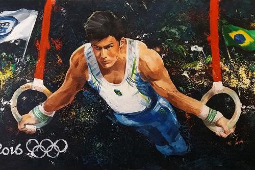 Em uma exposição permeada por cores e expressão, o artista Daniel Bota apresenta uma homenagem às maiores personalidades de nossos tempos. O destaque da exposição é a obra dedicada ao atleta Arthur Nory, medalhista nas Olimpíadas Rio 2016 / Ilustração: Daniel Bota